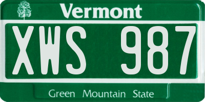 VT license plate XWS987