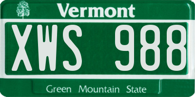 VT license plate XWS988