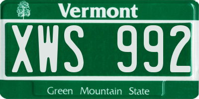 VT license plate XWS992