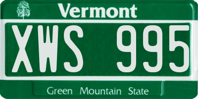 VT license plate XWS995
