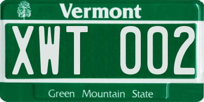 VT license plate XWT002