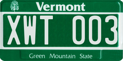 VT license plate XWT003