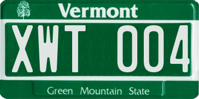 VT license plate XWT004