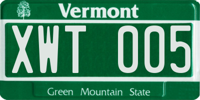 VT license plate XWT005