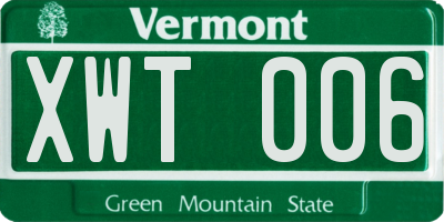 VT license plate XWT006