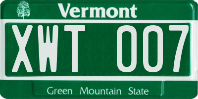 VT license plate XWT007