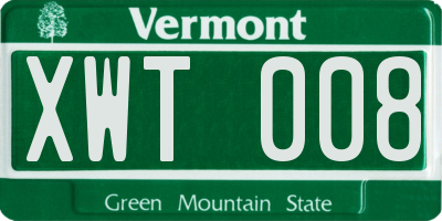 VT license plate XWT008