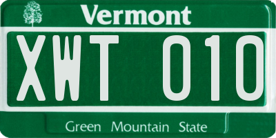 VT license plate XWT010