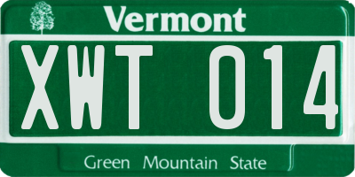 VT license plate XWT014