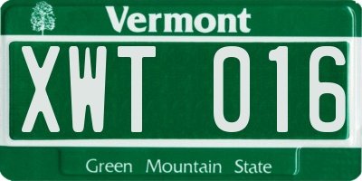 VT license plate XWT016