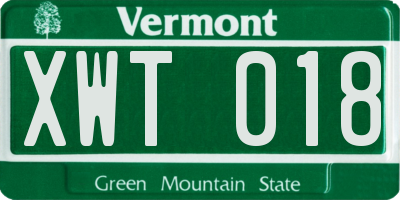 VT license plate XWT018