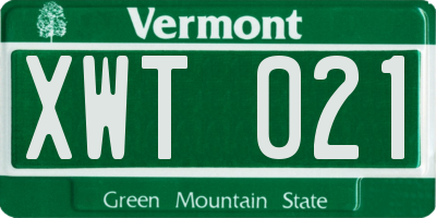 VT license plate XWT021