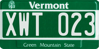 VT license plate XWT023