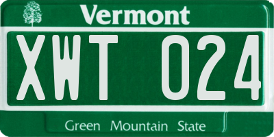 VT license plate XWT024