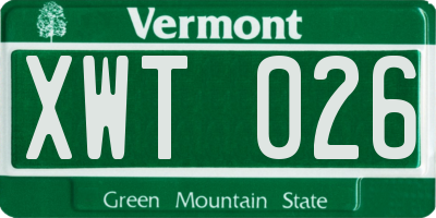 VT license plate XWT026