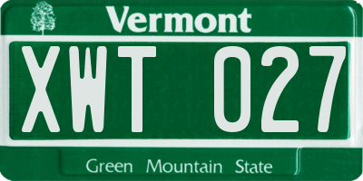 VT license plate XWT027