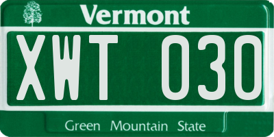 VT license plate XWT030