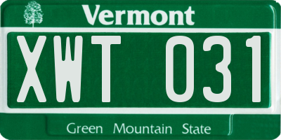 VT license plate XWT031