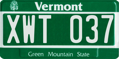 VT license plate XWT037
