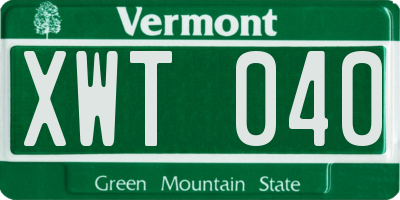 VT license plate XWT040