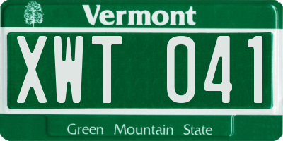 VT license plate XWT041