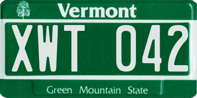 VT license plate XWT042