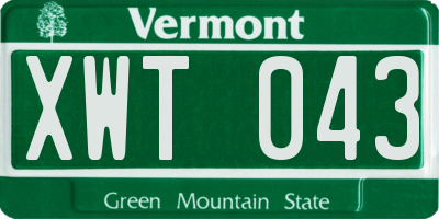 VT license plate XWT043