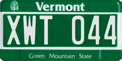 VT license plate XWT044