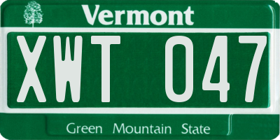 VT license plate XWT047
