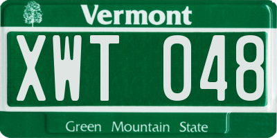 VT license plate XWT048