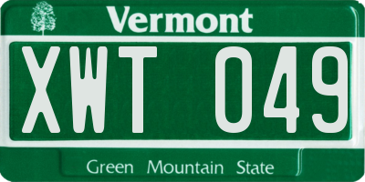 VT license plate XWT049