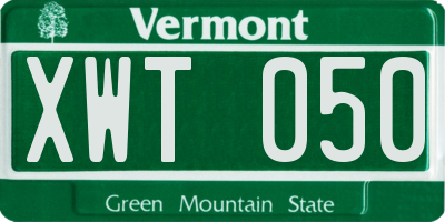 VT license plate XWT050