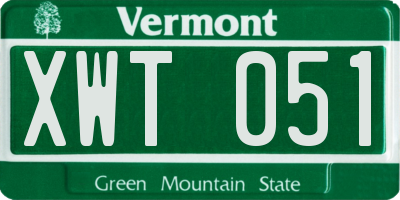 VT license plate XWT051