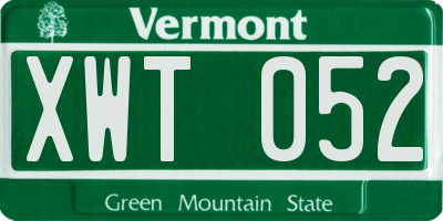 VT license plate XWT052