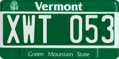 VT license plate XWT053