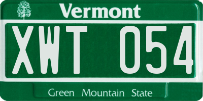 VT license plate XWT054