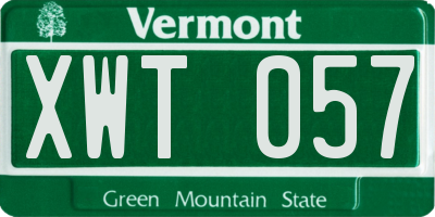 VT license plate XWT057