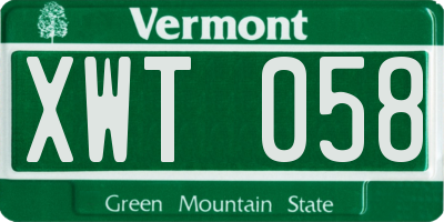 VT license plate XWT058