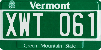 VT license plate XWT061