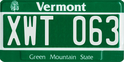 VT license plate XWT063