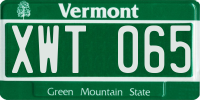VT license plate XWT065