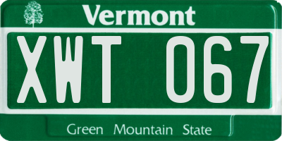 VT license plate XWT067