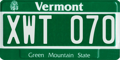 VT license plate XWT070