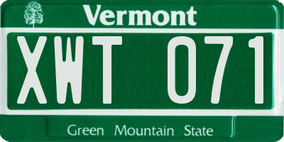 VT license plate XWT071