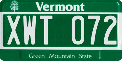 VT license plate XWT072