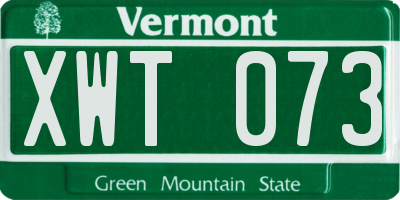 VT license plate XWT073