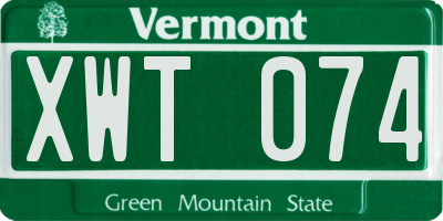 VT license plate XWT074