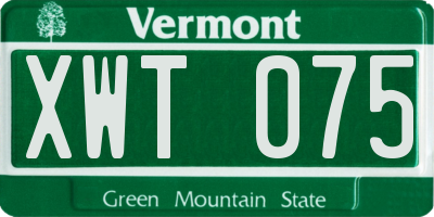 VT license plate XWT075