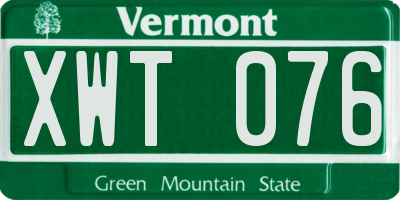 VT license plate XWT076