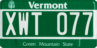 VT license plate XWT077